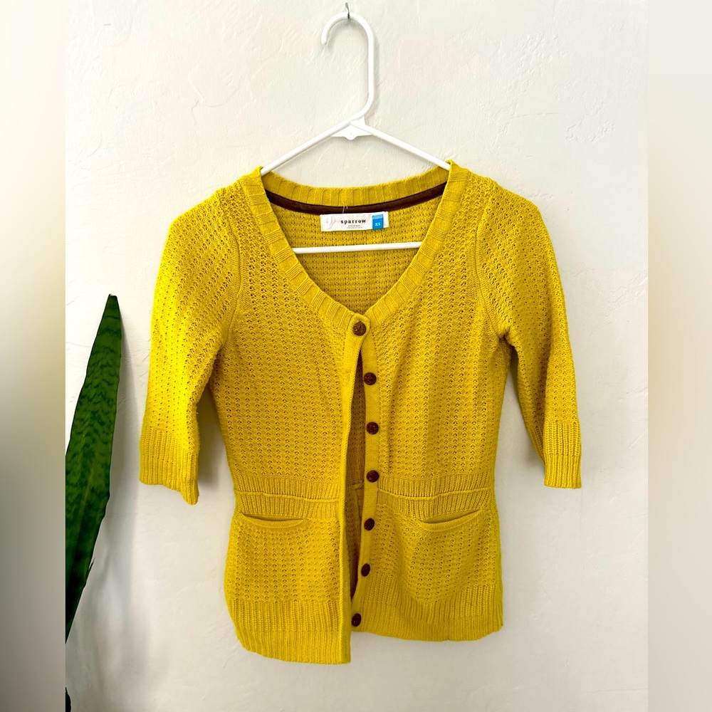 Anthropologie Sparrow Chartreuse Sweater